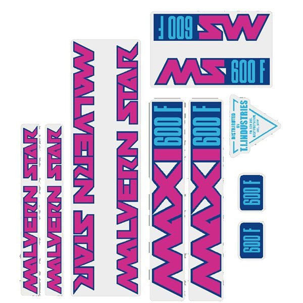 Malvern Star - Maxi 600F - PINK - DARKBLUE - LIGHTBLUE - decal set - old school bmx - Bmx Products AU