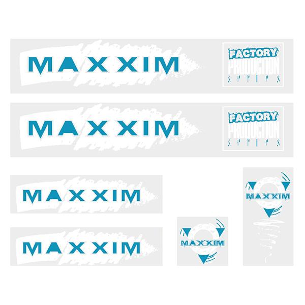 Maxxim - FACTORY - BLUE WRITING Large decal set - Old school bmx - Bmx Products AU