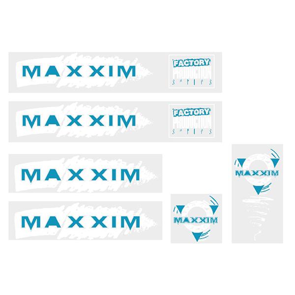 Maxxim - FACTORY - BLUE WRITING Small decal set - Old school bmx - Bmx Products AU