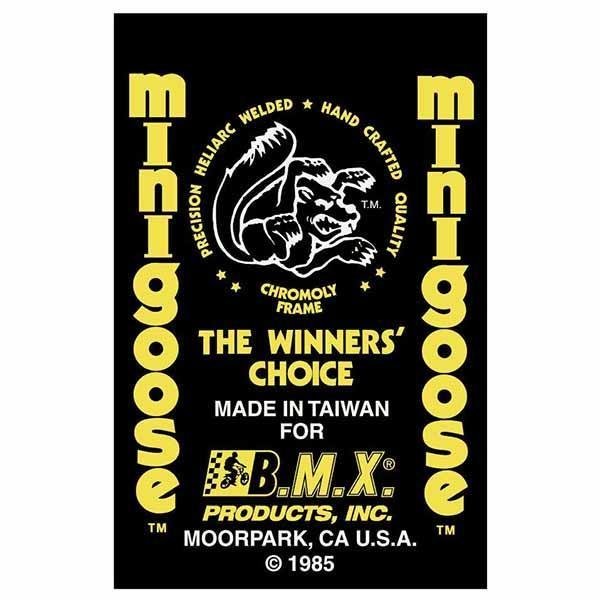 Mongoose - 1985 Minigoose with yellow & Taiwan seat tube decal - Old school bmx - Bmx Products AU