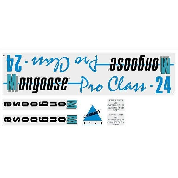 Mongoose - 1987 - 88 Pro Class 24 Decal set - Old school bmx - Bmx Products AU