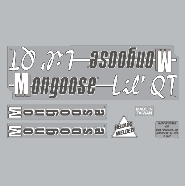 Mongoose - 1987 Lil' QT decal set - old school bmx - Bmx Products AU