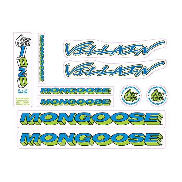 Mongoose - 1994 Villain for chrome frame - Decal set - old school bmx - Bmx Products AU