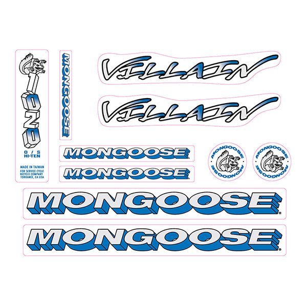 Mongoose - 1995 Villain - Decal set - old school bmx - Bmx Products AU