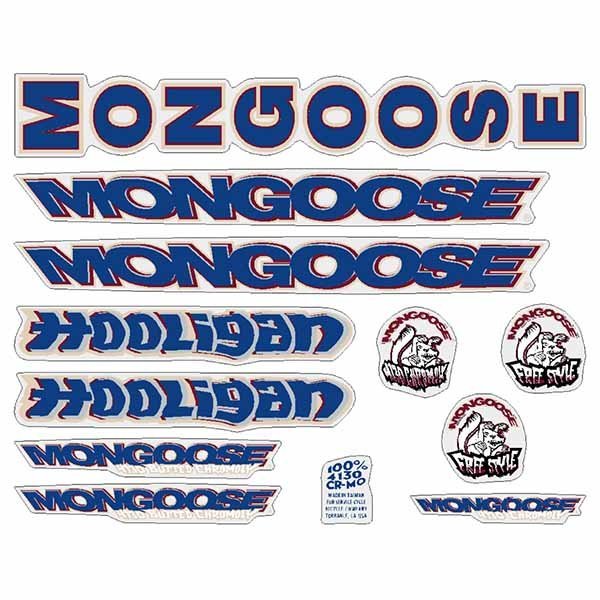 Mongoose - 1998 Hooligan for Black frame - Decal set - old school bmx - Bmx Products AU