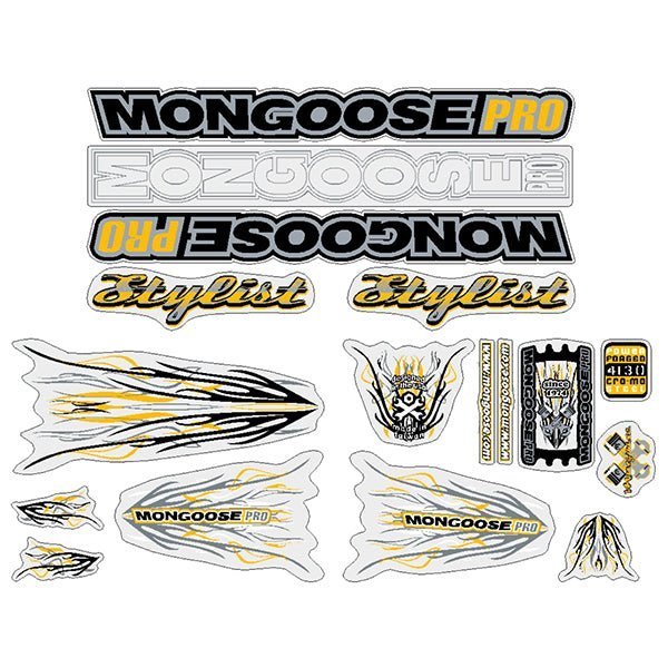 Mongoose - 2002 Stylist - for Silver frame Decal set - old school bmx - Bmx Products AU
