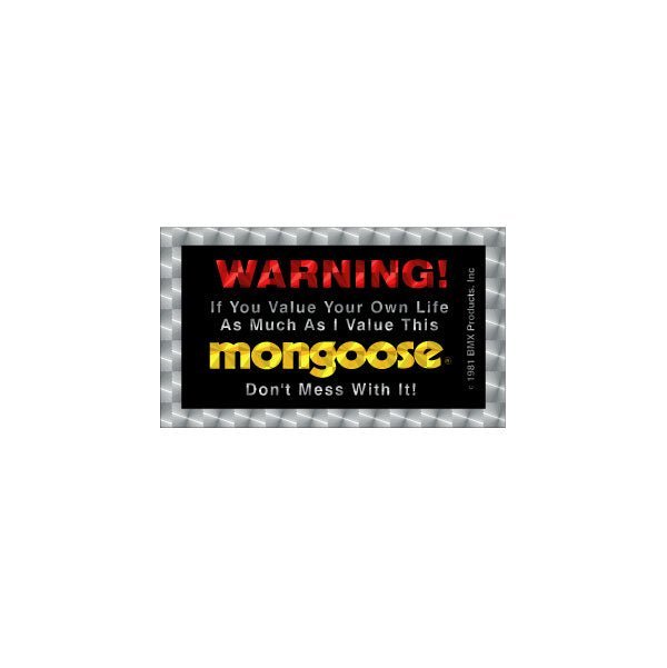 Mongoose 3 color PRISM Warning decal. - Old school bmx - Bmx Products AU