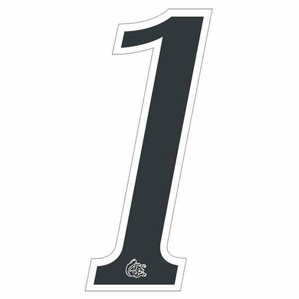 Mongoose plate number 1 decal - White Outline - Old school bmx - Bmx Products AU