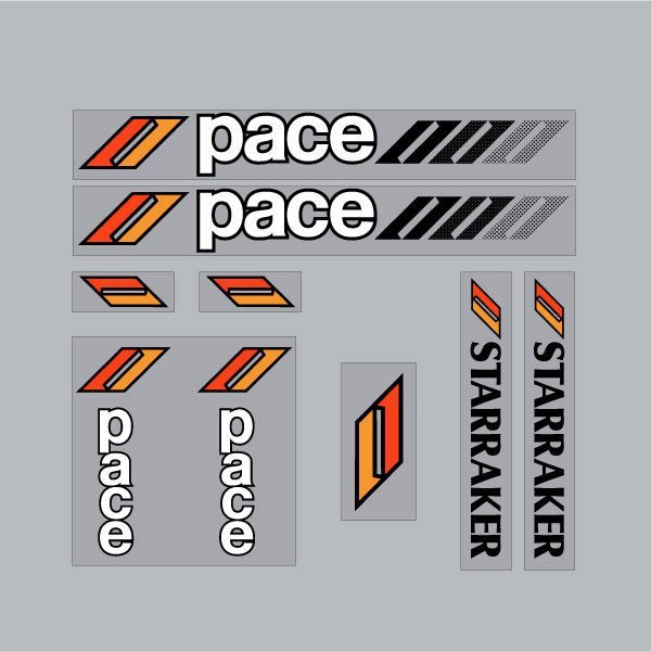 Pace - STARRAKER - black decal set - old school bmx - Bmx Products AU