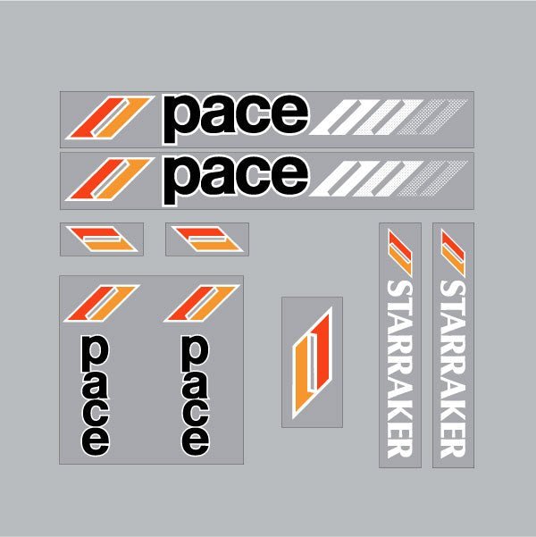Pace - STARRAKER - white decal set - old school bmx - Bmx Products AU