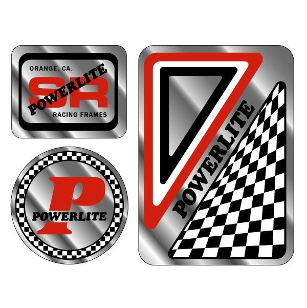 Powerlite - Early Chrome decal pack - old school bmx - Bmx Products AU