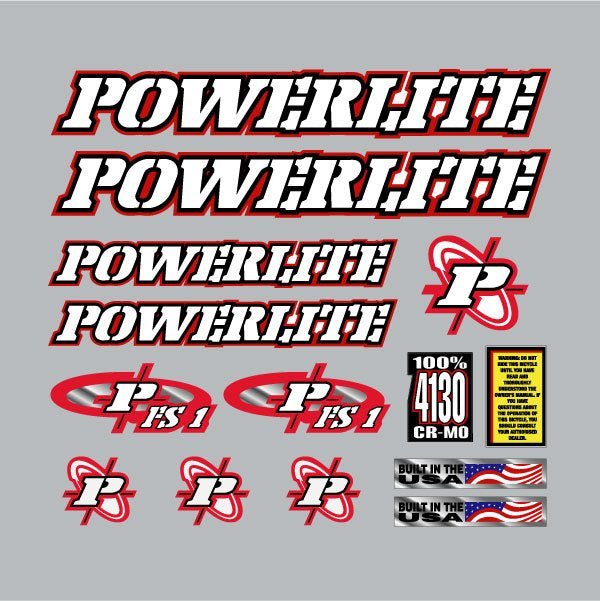 Powerlite - FS - 1 Clear decal set - old school bmx - Bmx Products AU