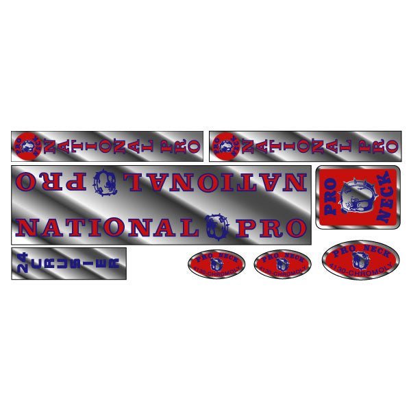 Pro Neck - National Pro - Cruiser 24 chrome decal set - old school bmx - Bmx Products AU
