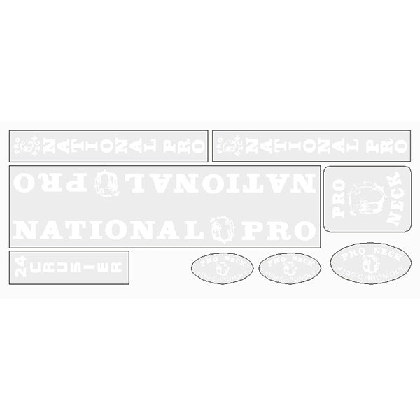 Pro Neck - National Pro - Cruiser 24 white on clear decal set - old school bmx - Bmx Products AU