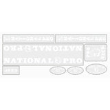 Pro Neck - National Pro - Long White on clear decal set - old school bmx - Bmx Products AU