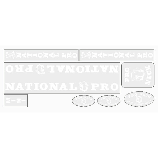 Pro Neck - National Pro - Mini White on clear decal set - old school bmx - Bmx Products AU