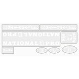 Pro Neck - National Pro - Mini White on clear decal set - old school bmx - Bmx Products AU