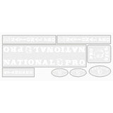 Pro Neck - National Pro - Standard White on clear decal set - old school bmx - Bmx Products AU