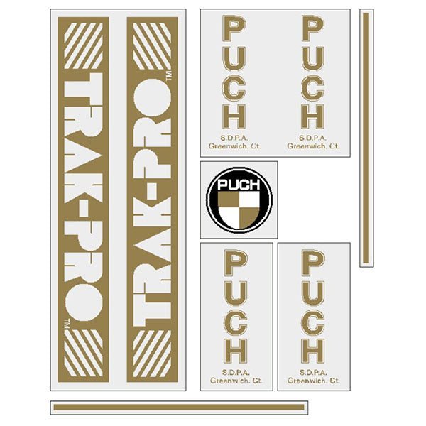 Puch - Trak - Pro - gold on clear decal set - old school bmx - Bmx Products AU