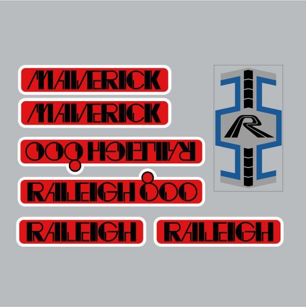 Raleigh - Maverick - RED bmx decal set - Old school bmx - Bmx Products AU