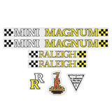 Raleigh - Mini Magnum Yellow on Clear decal set - Old school bmx - Bmx Products AU