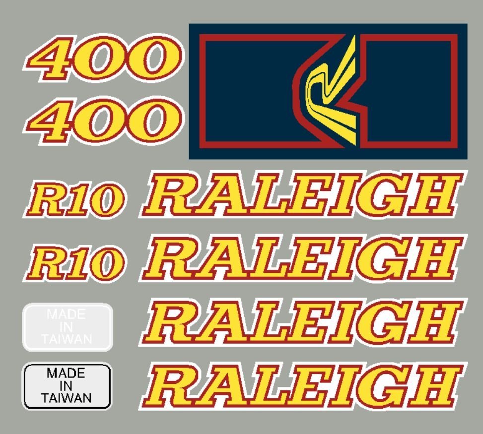 Raleigh - R10 - RED YELLOW decal set - Old school bmx - Bmx Products AU