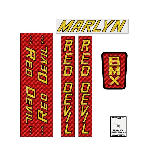 Red Devil by Marlyn Distributors - Gen 1 Prism decal set - old school bmx - Bmx Products AU