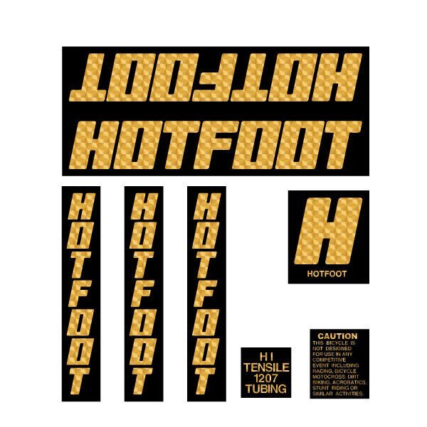 Repco - Hotfoot BLACK & Gold PRISM decal set - Old school bmx - Bmx Products AU