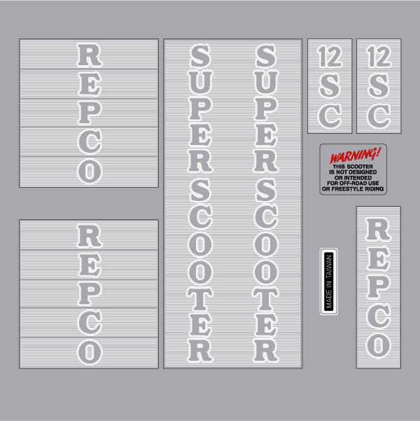Repco - Super Scooter white decal set - Old school bmx - Bmx Products AU
