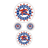 REVCORE - Blue red on WHITE - round decal pack - old school bmx - Bmx Products AU