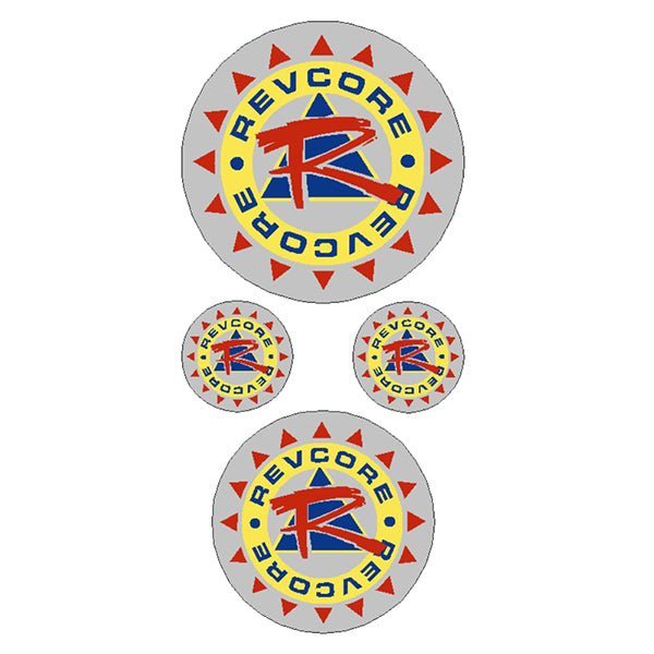 REVCORE - Blue red yellow on CHROME - round decal pack - old school bmx - Bmx Products AU