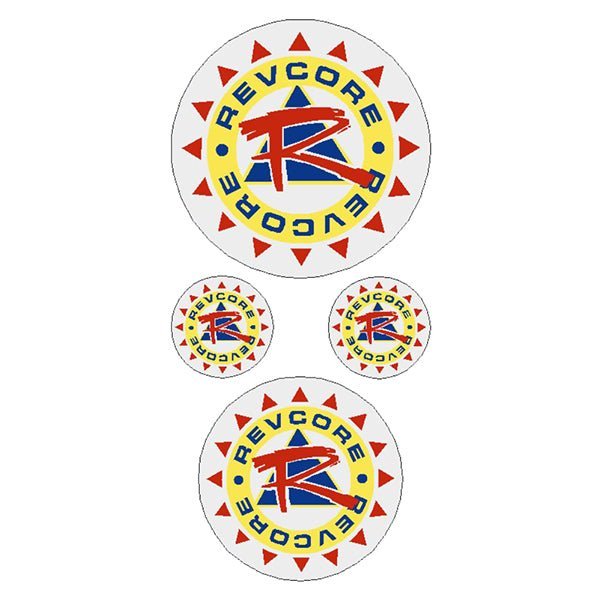 REVCORE - Blue red yellow on CLEAR - round decal pack - old school bmx - Bmx Products AU