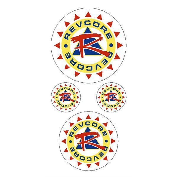 REVCORE - Blue red yellow on WHITE - round decal pack - old school bmx - Bmx Products AU