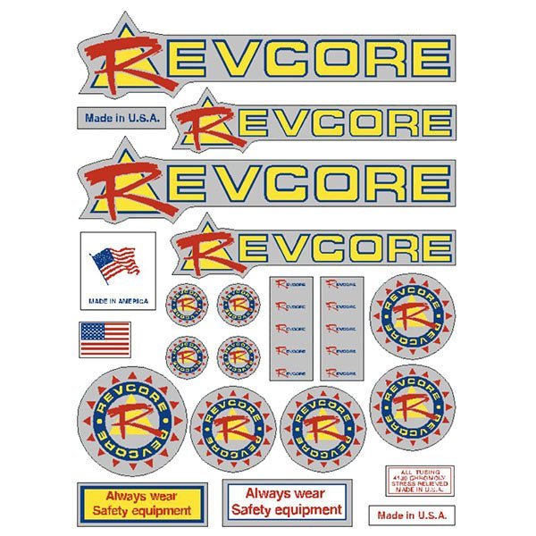 REVCORE - Gen 2 yellow triangle on chrome decal set - old school bmx - Bmx Products AU