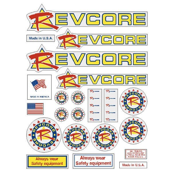 REVCORE - Gen 2 yellow triangle on clear decal set - old school bmx - Bmx Products AU