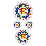 REVCORE - Yellow red blue on CLEAR - round decal pack - old school bmx - Bmx Products AU