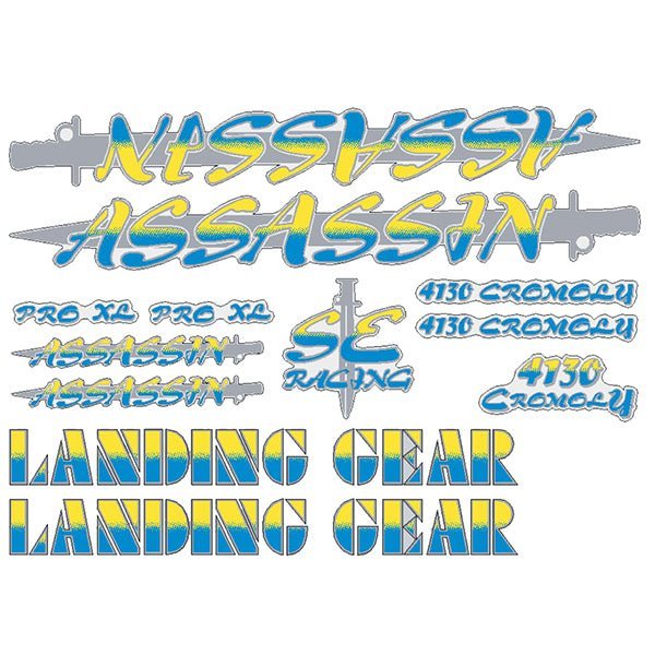 SE Racing - 80'S Assassin blue and yellow with silver sword decal set - Old school bmx - Bmx Products AU