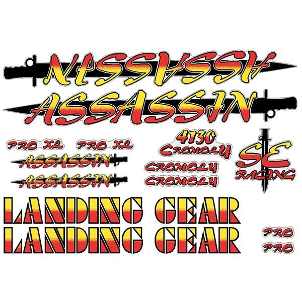 SE Racing - 80'S Assassin red and yellow with black sword decal set - Old school bmx - Bmx Products AU