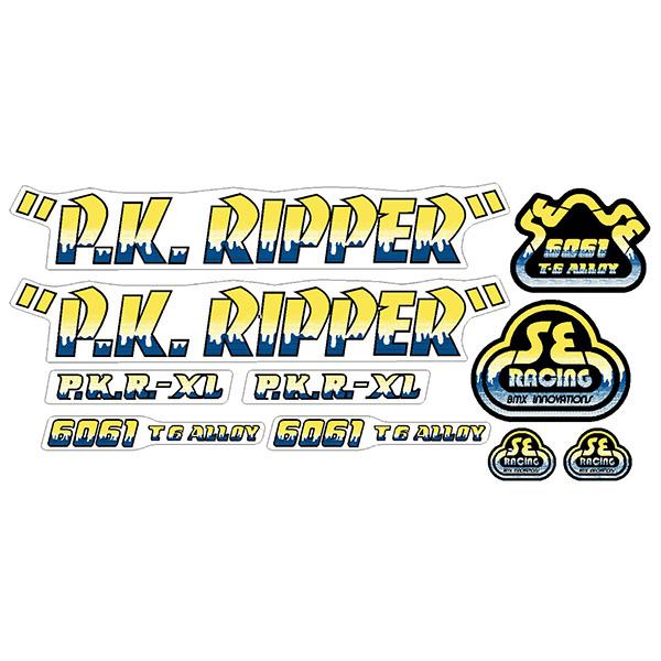 SE Racing - 80'S PK Ripper DRIPPY FONT decal set in YELLOW/BLUE - Old school bmx - Bmx Products AU
