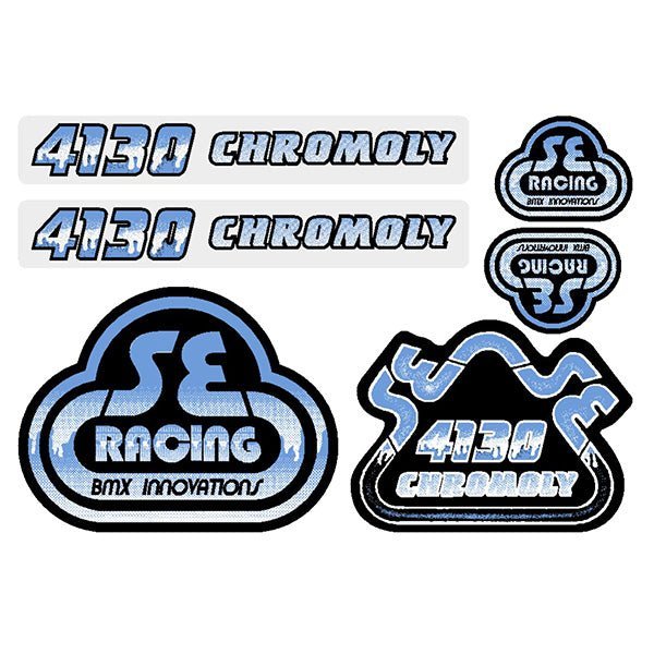 SE Racing - 80'S Quadangle DRIPPY FONT decal set in BLACK/BLUE - Old school bmx - Bmx Products AU