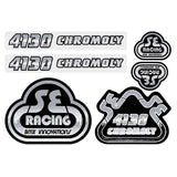 SE Racing - 80'S Quadangle DRIPPY FONT decal set in BLACK/SILVER - Old school bmx - Bmx Products AU