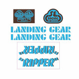 SE Racing - 80'S Ripper decal set in baby blue with brown shadow - Old school bmx - Bmx Products AU
