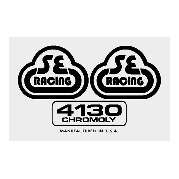 SE Racing - 80'S Seat tube decal - 4130 BLACK on clear - Old school bmx - Bmx Products AU