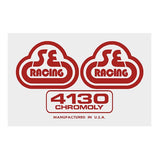 SE Racing - 80'S Seat tube decal - 4130 RED on clear - Old school bmx - Bmx Products AU