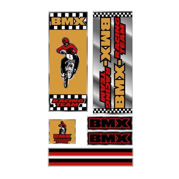 Seriprint - BMX RACING TEAM - Chrome decal set - old school bmx - Bmx Products AU