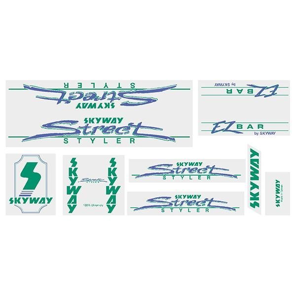 Skyway 1985 - Street Styler Green decal set - old school bmx - Bmx Products AU