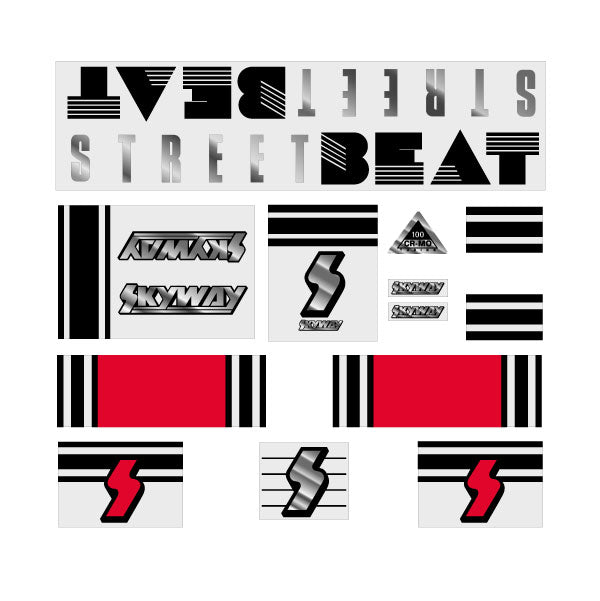 Skyway 1988 - StreetBeat for Red frame on clear decal set - old school bmx - Bmx Products AU