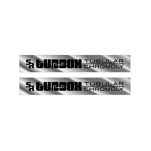 SR Sakae - TURBOX crank decal set "box logo" on chrome - Old school bmx - Bmx Products AU
