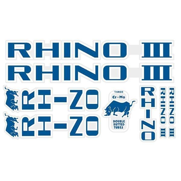 Tange Rhino III - Blue with White outline decal set - Old school bmx - Bmx Products AU