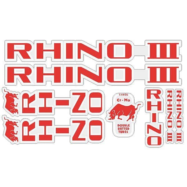 Tange Rhino III - Red with White outline decal set - Old school bmx - Bmx Products AU